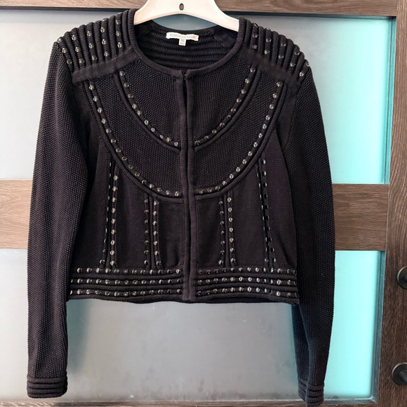 Rebecca Minkoff Studded Black Cropped Cardigan - Picture 2 of 6